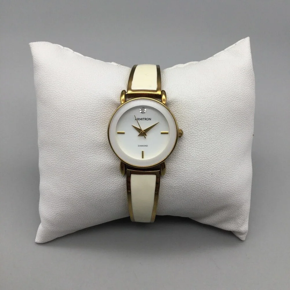 Armitron 755383GP Womens Watch 24mm Gold Tone Diamond New Battery 6.25